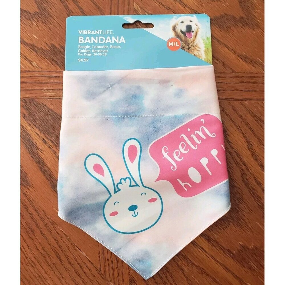 Dog Tie Dye Bandana Vibrant Life Rabbit Bunny Feeling Hoppy Easter Spring M/L